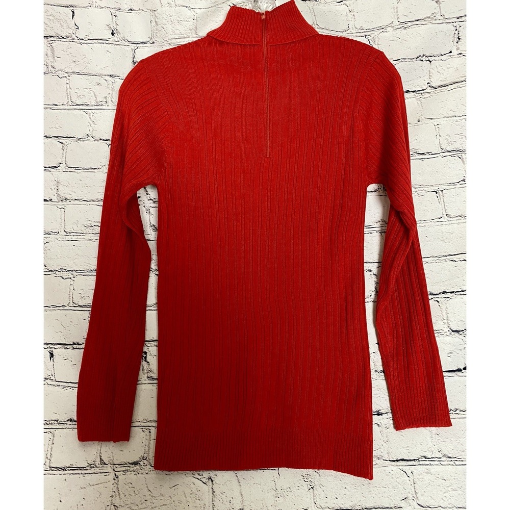 Vintage NWT Atkins Women's Red M Ribbed Zippered Turtleneck Retro Disco 70s - Picture 5 of 9
